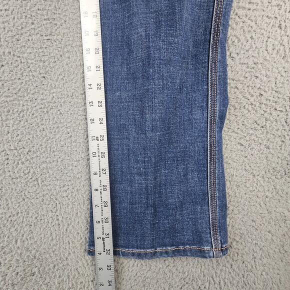 Wrangler Aura Women's Jeans Size 12 Tall Blue Denim Bootcut Stretch Embroidered - Picture 7 of 9